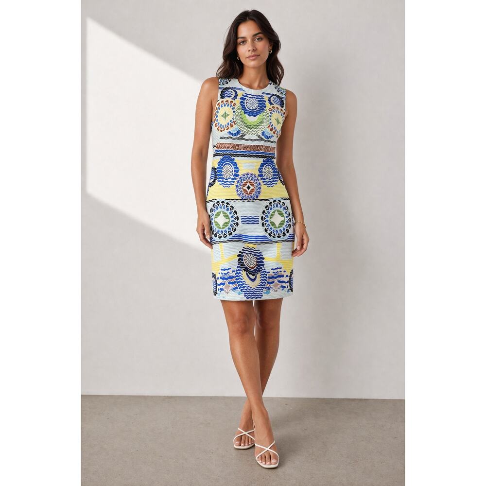 Peter Pilotto Shift Dress 6 Small Medium Sleeveless Sheath Abstract Print New